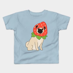 Pug illustration strawberry dog Kids T-Shirt